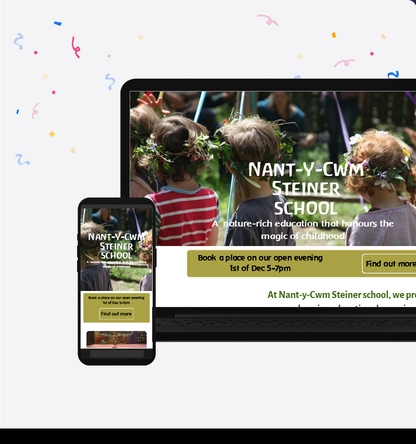 a phone and laptop with Nant Y Cwm steiner school website design